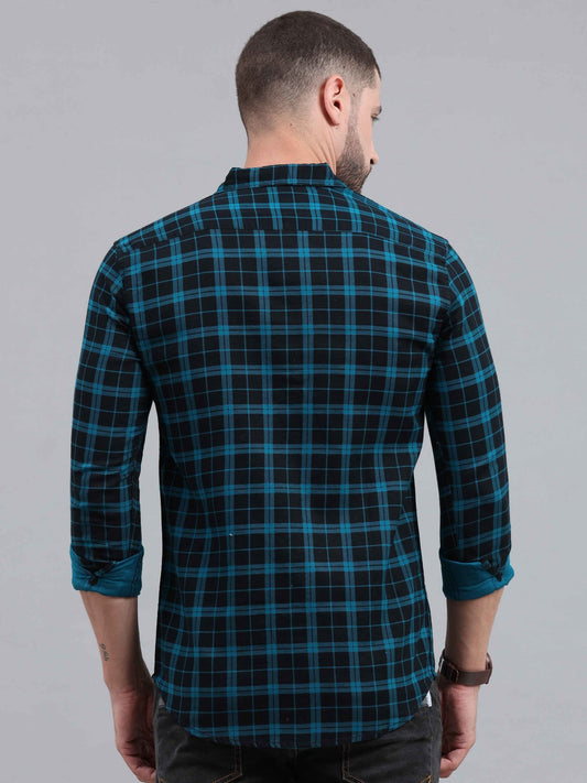 Men Regular Fit Checkered Cut Away Collar Casual Shirt - Adhi Shree Fashion