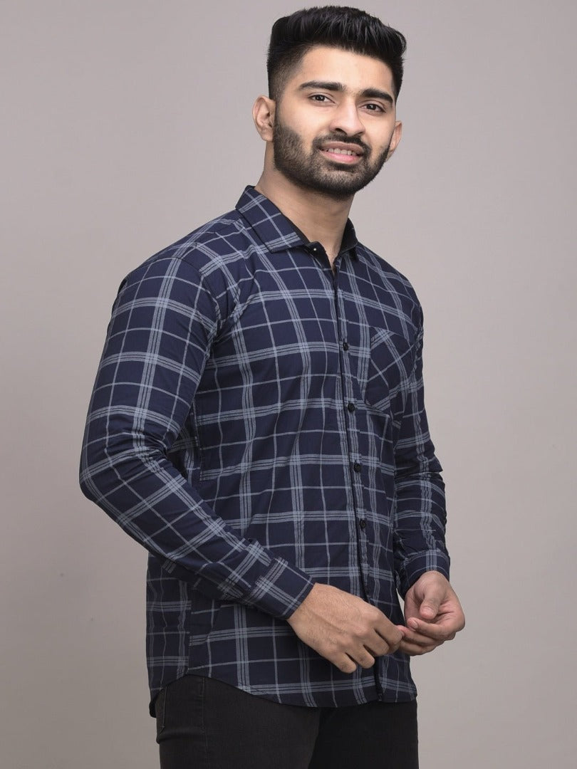 Men Slim Fit Checkered Casual Shirt - Adhi Shree Fashion