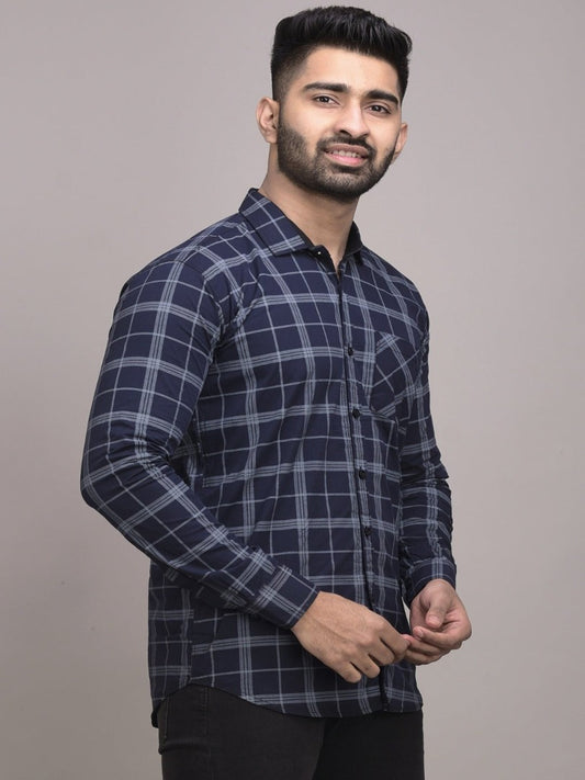 Men Slim Fit Checkered Casual Shirt - Adhi Shree Fashion