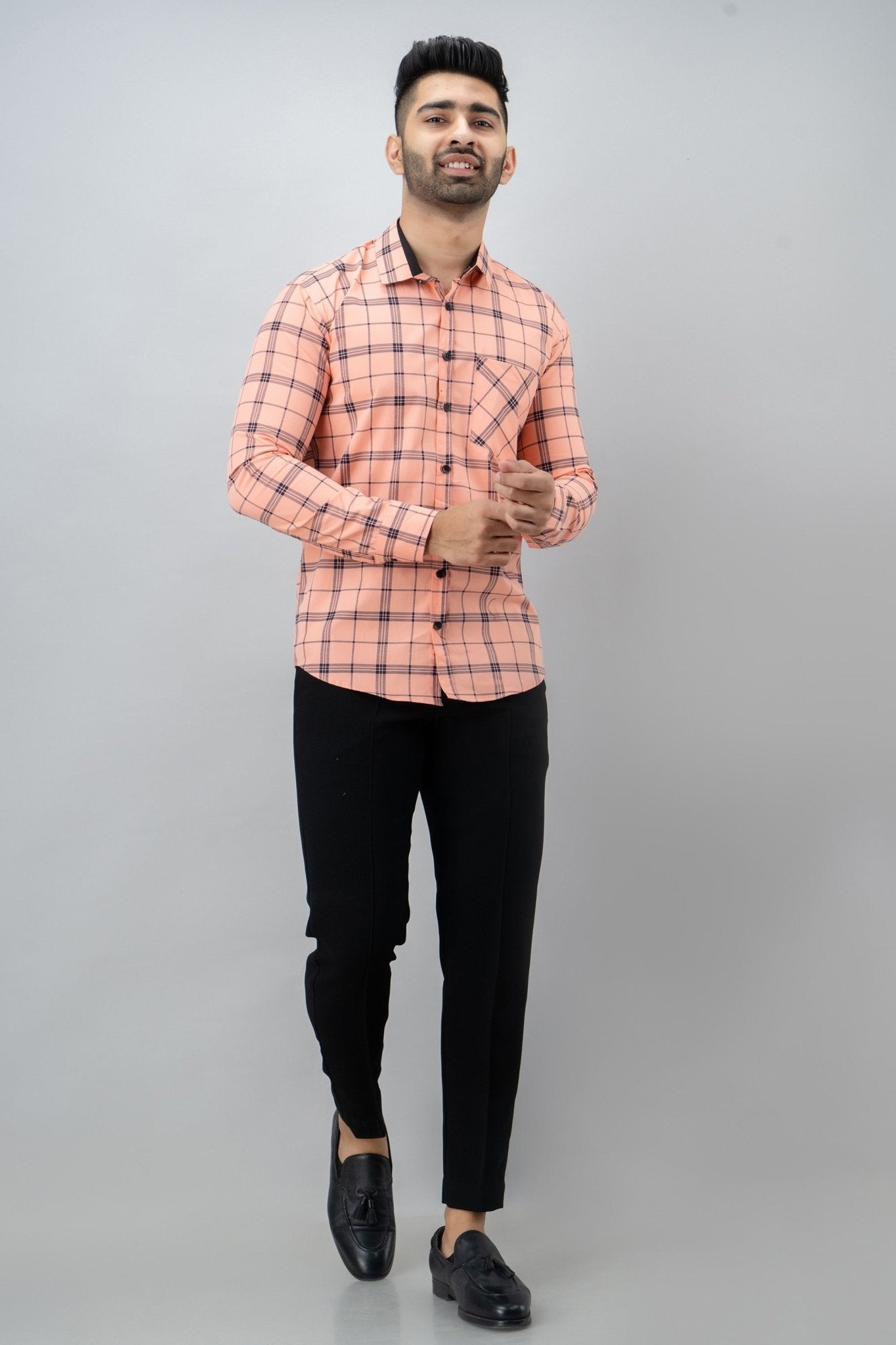 Men Slim Fit Checkered Casual Shirt - Adhi Shree Fashion