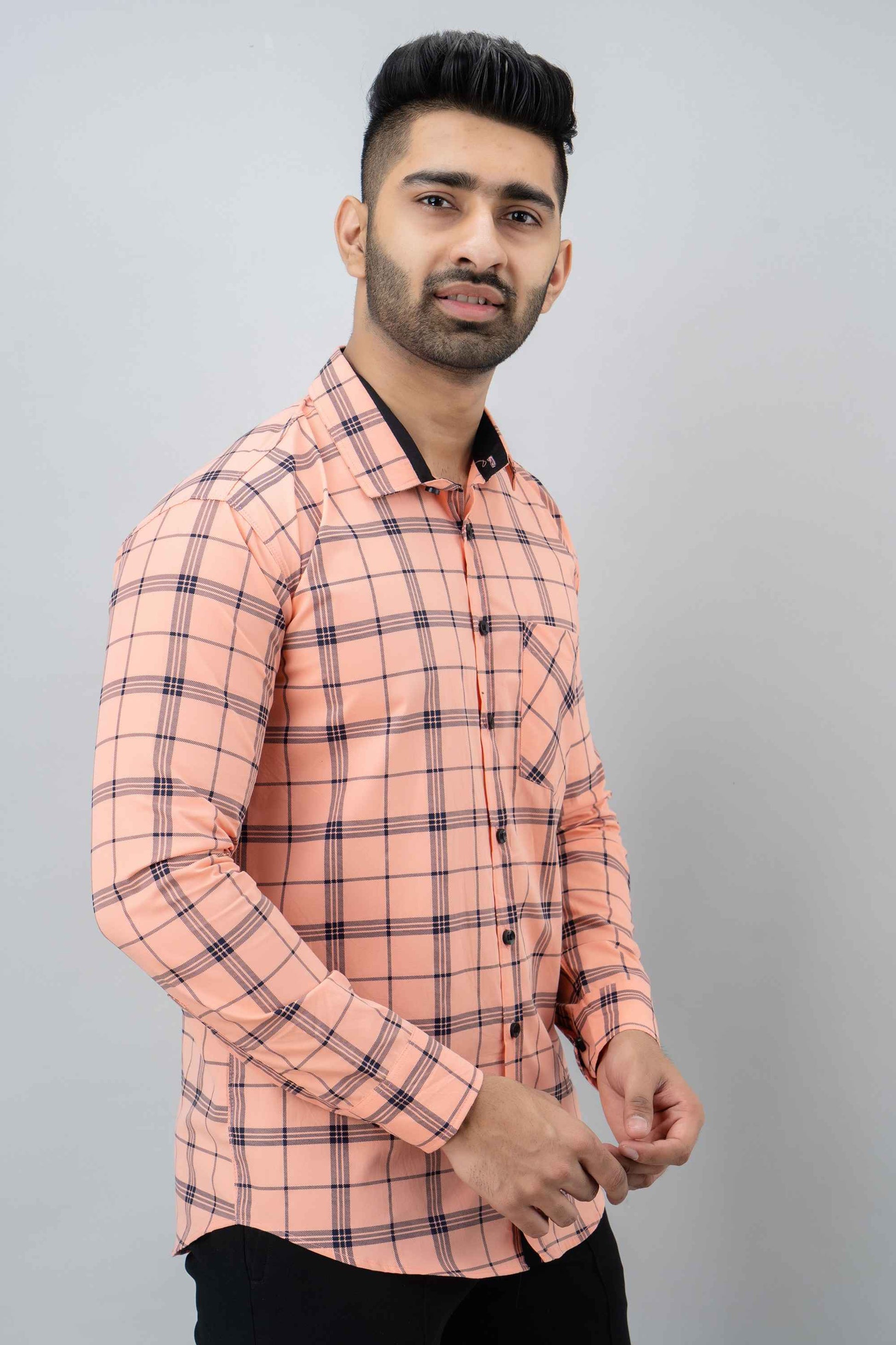 Men Slim Fit Checkered Casual Shirt - Adhi Shree Fashion