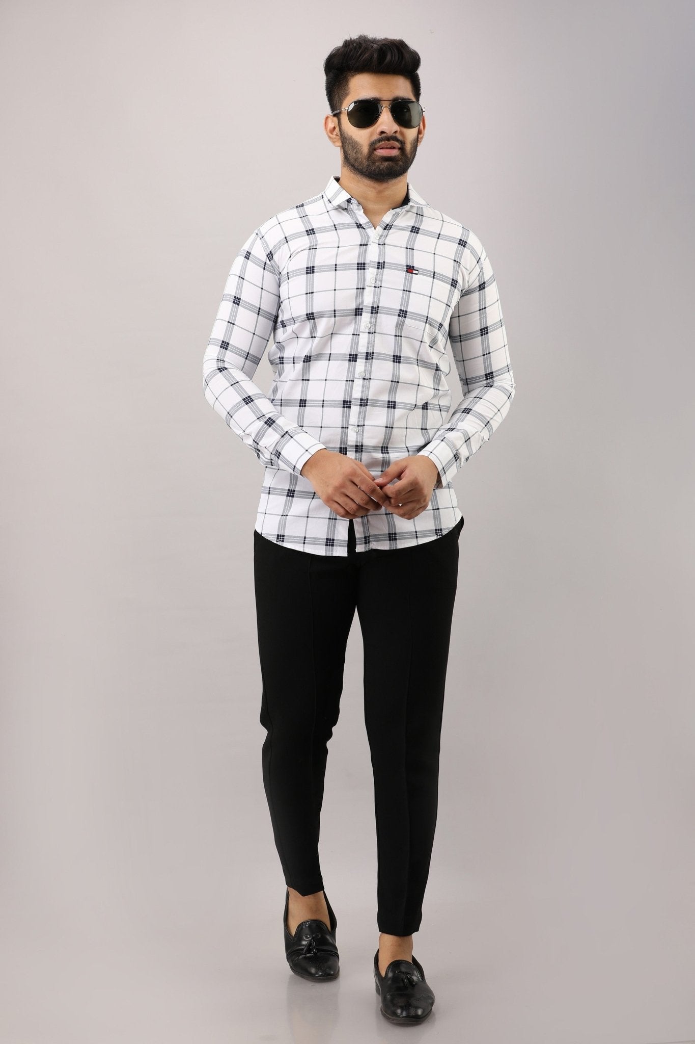 Men Slim Fit Checkered Casual Shirt - Adhi Shree Fashion