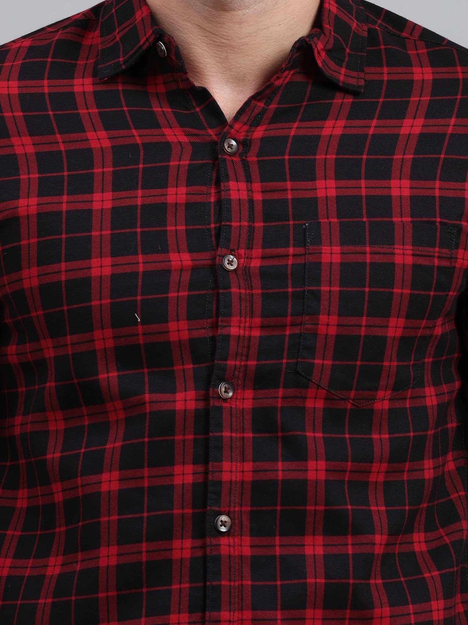 Men Regular Fit Checkered Cut Away Collar Casual Shirt - Adhi Shree Fashion