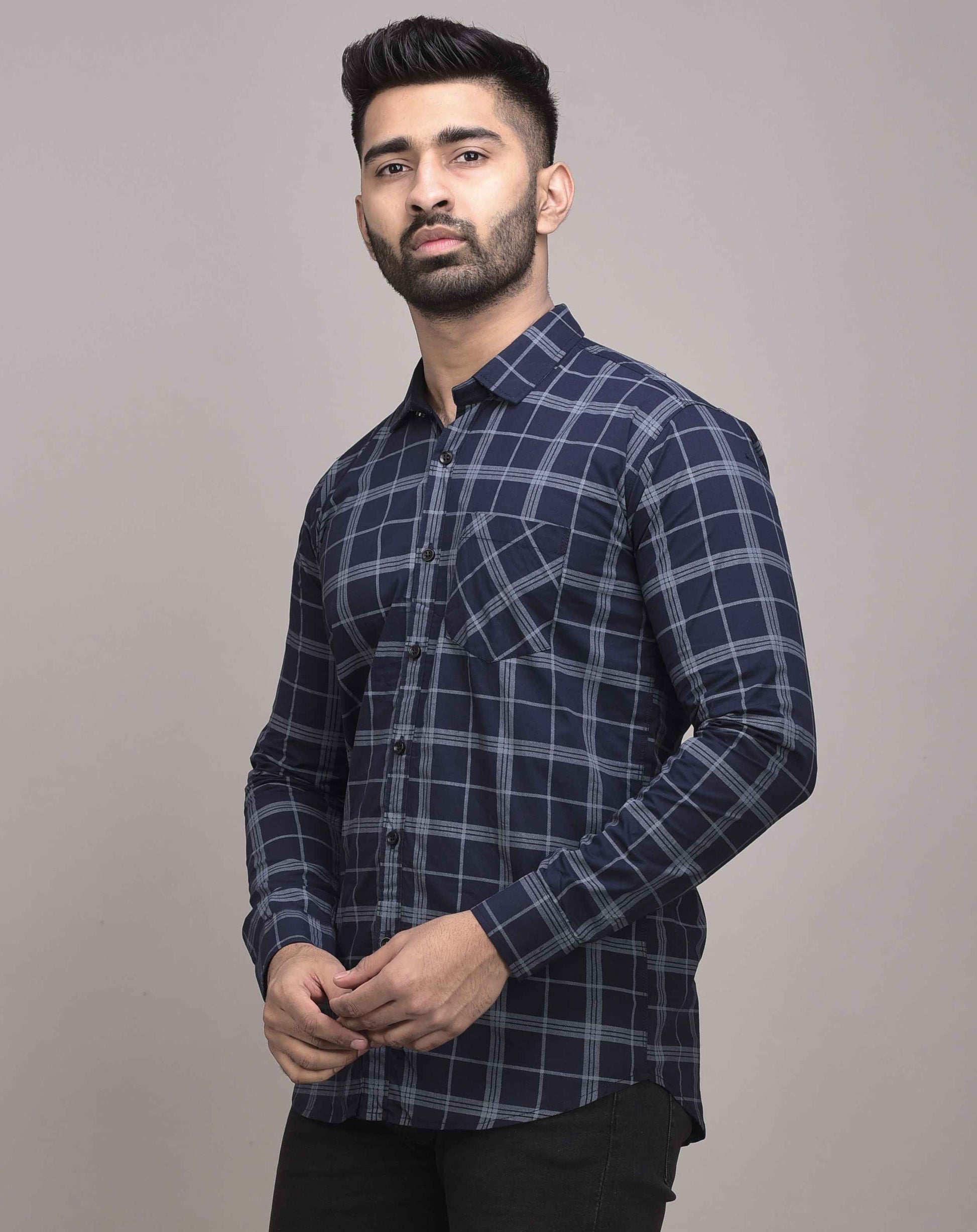 Men Slim Fit Checkered Casual Shirt - Adhi Shree Fashion