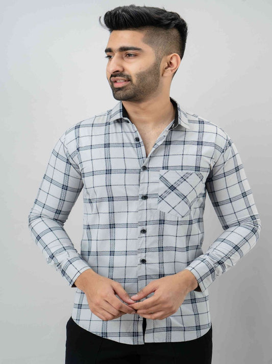 Men Slim Fit Checkered Casual Shirt - Adhi Shree Fashion