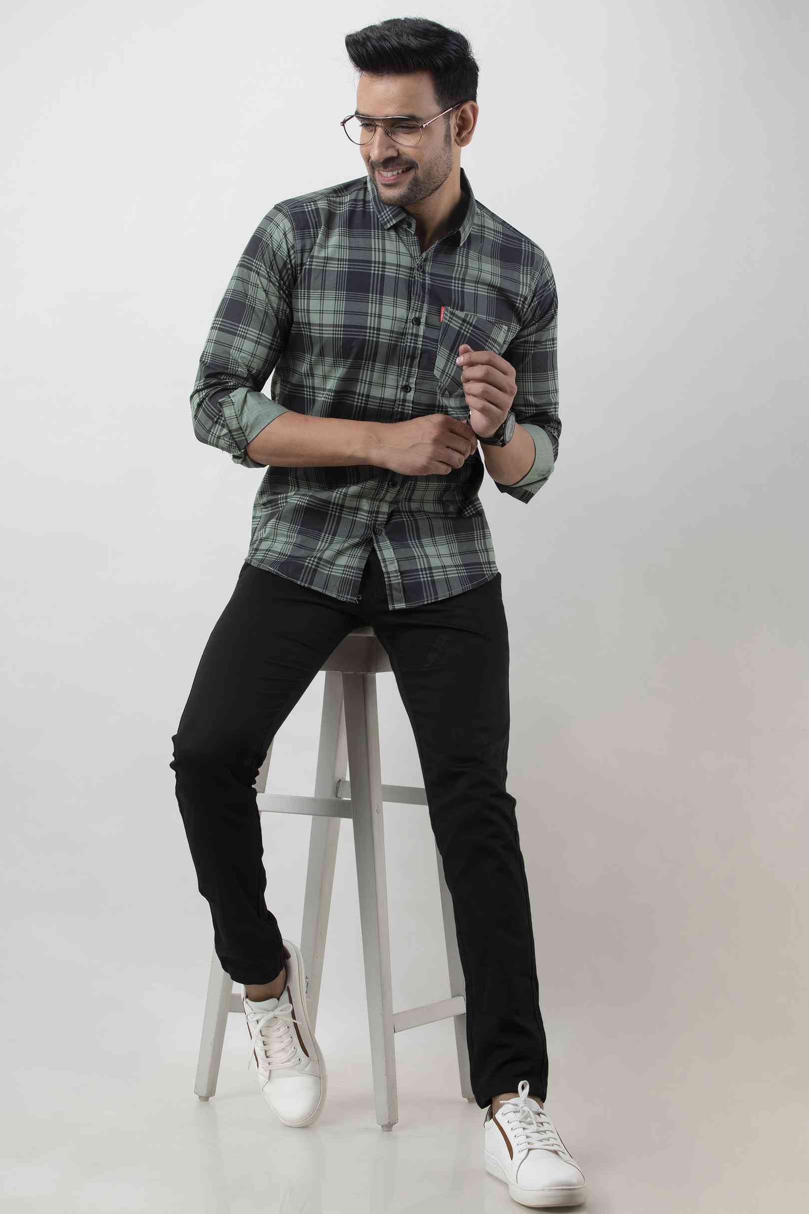 Men Slim Fit Checkered Casual Shirt - Adhi Shree Fashion
