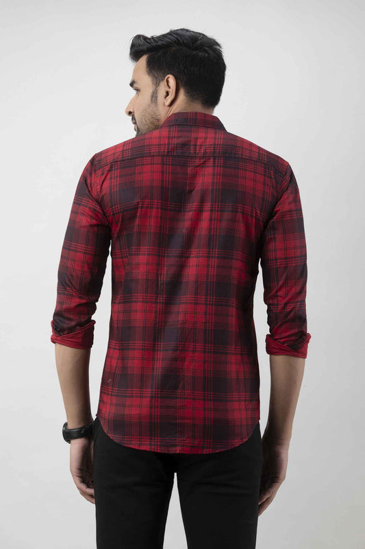 Men Slim Fit Checkered Spread Collar Casual Shirt - Adhi Shree Fashion
