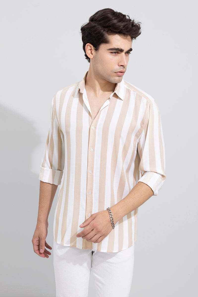 Men Slim Fit Striped Spread Collar Casual Shirt - Adhi Shree Fashion