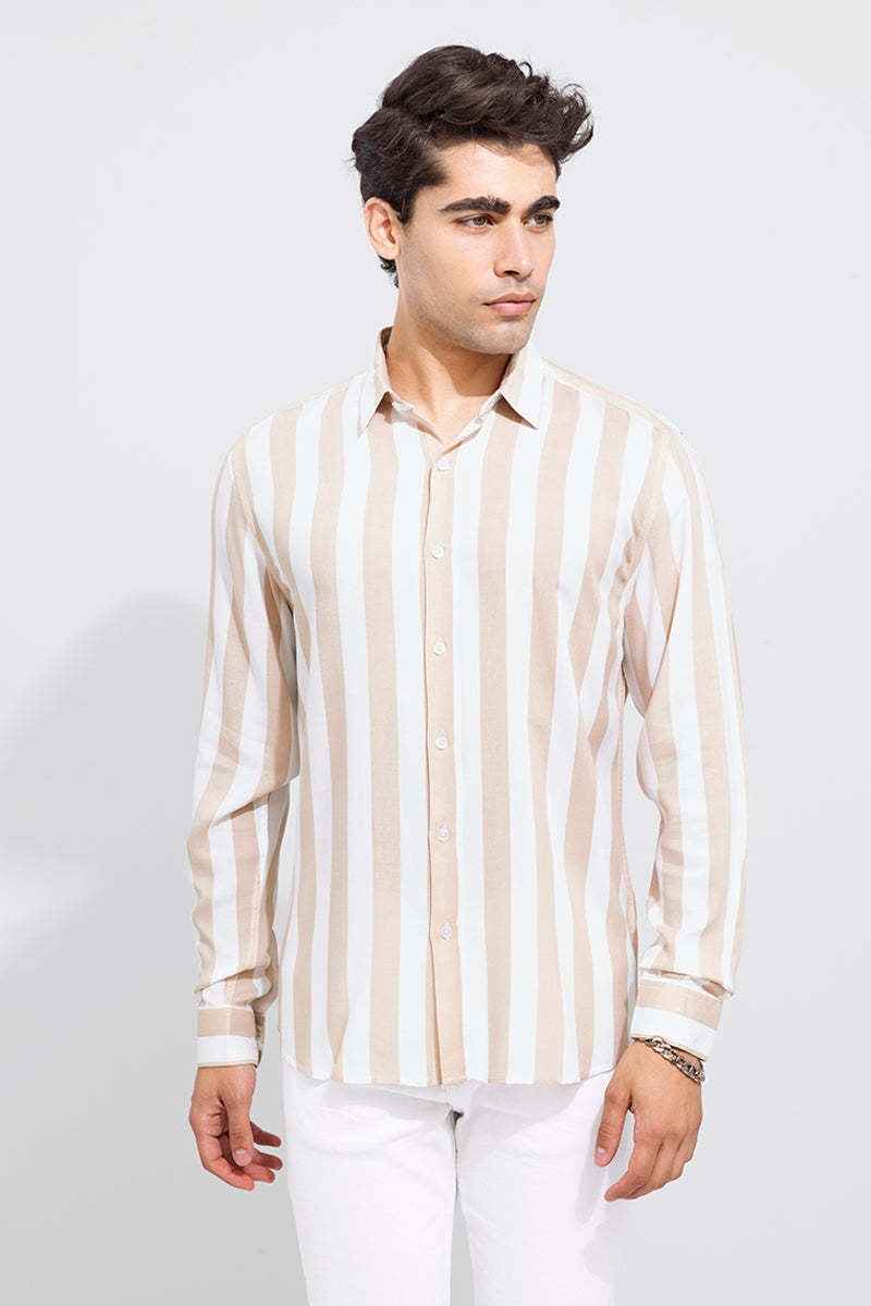 Men Slim Fit Striped Spread Collar Casual Shirt - Adhi Shree Fashion
