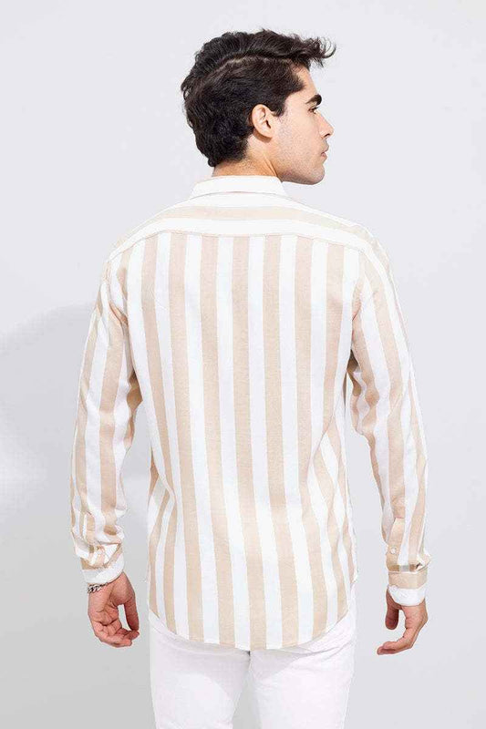 Men Slim Fit Striped Spread Collar Casual Shirt - Adhi Shree Fashion
