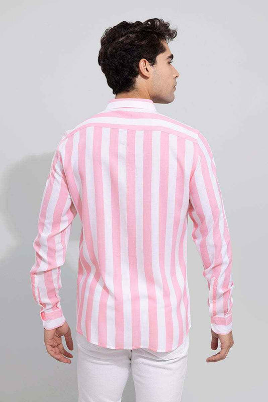 Men Slim Fit Striped Spread Collar Casual Shirt - Adhi Shree Fashion