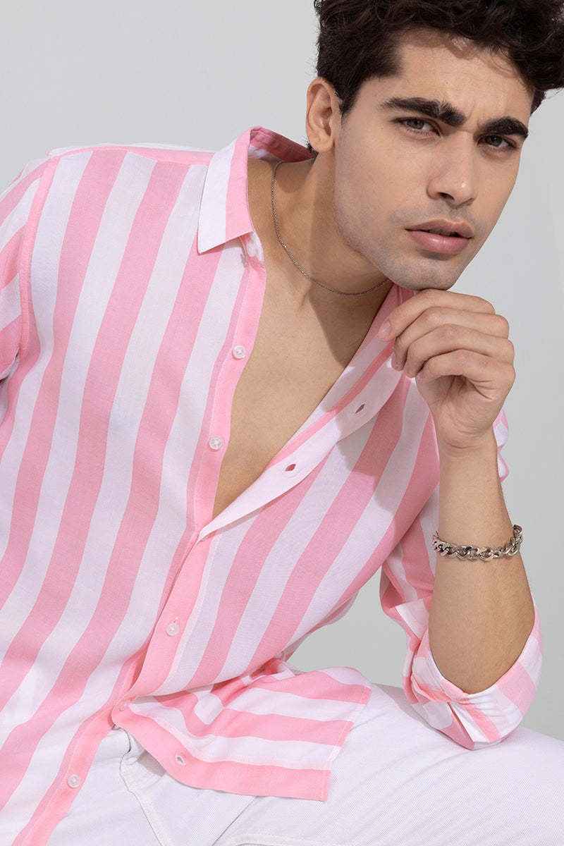 Men Slim Fit Striped Spread Collar Casual Shirt - Adhi Shree Fashion