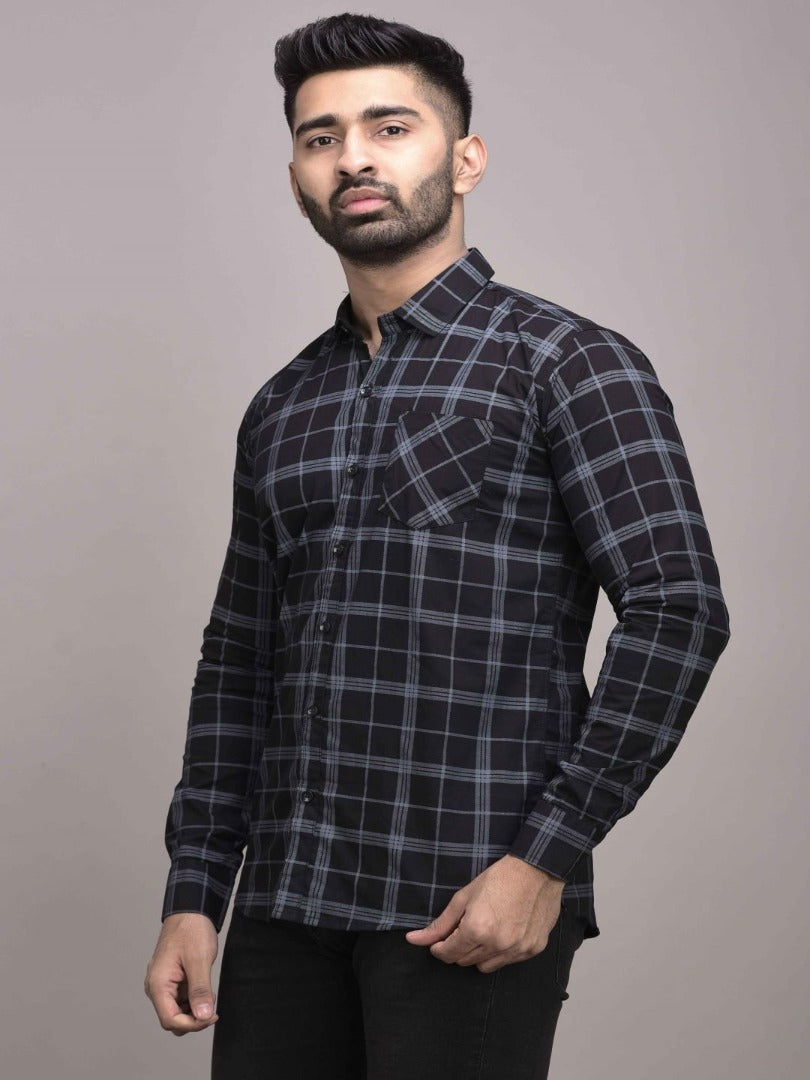 Men Slim Fit Checkered Casual Shirt - Adhi Shree Fashion