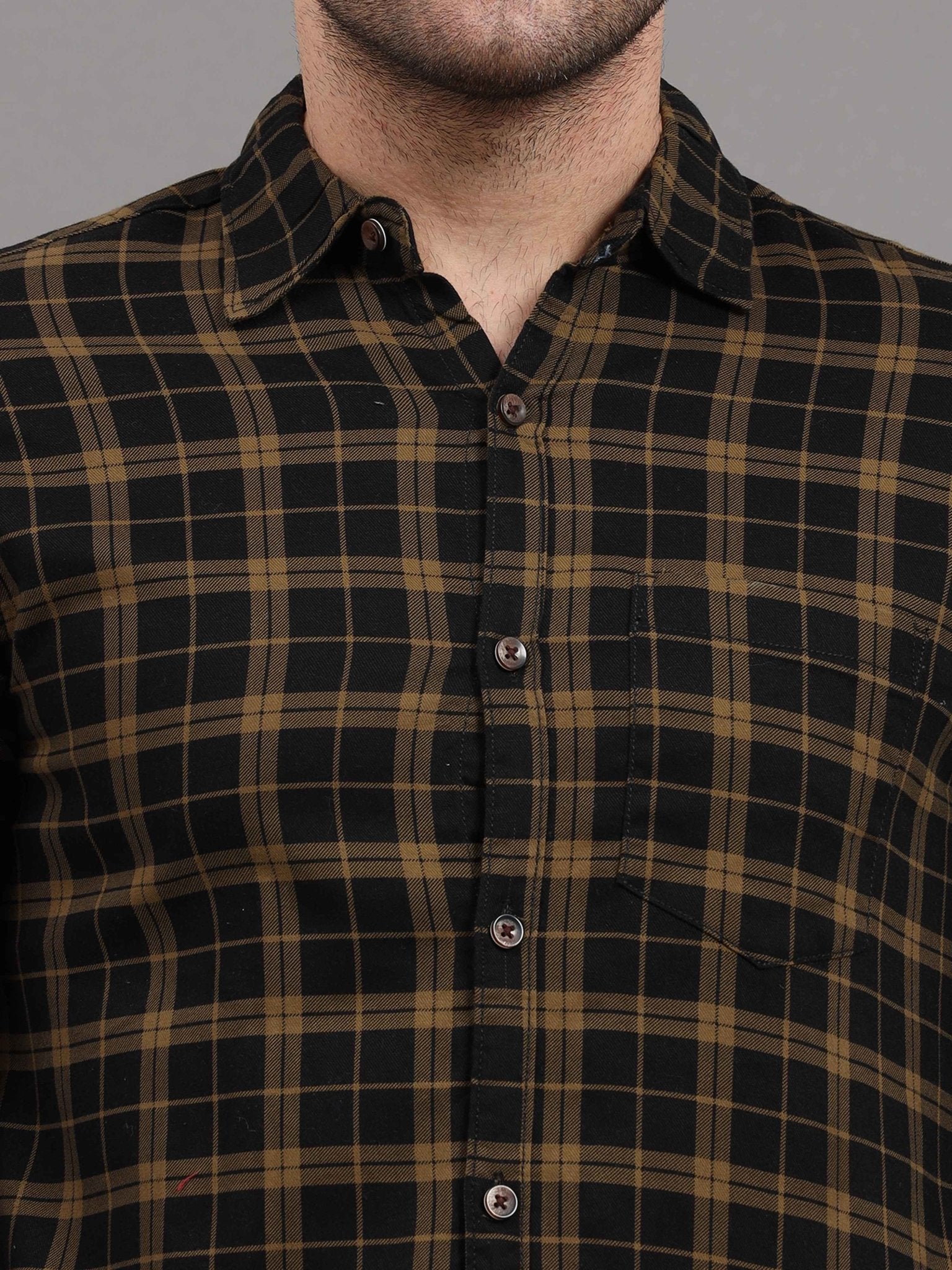 Men Regular Fit Checkered Cut Away Collar Casual Shirt - Adhi Shree Fashion