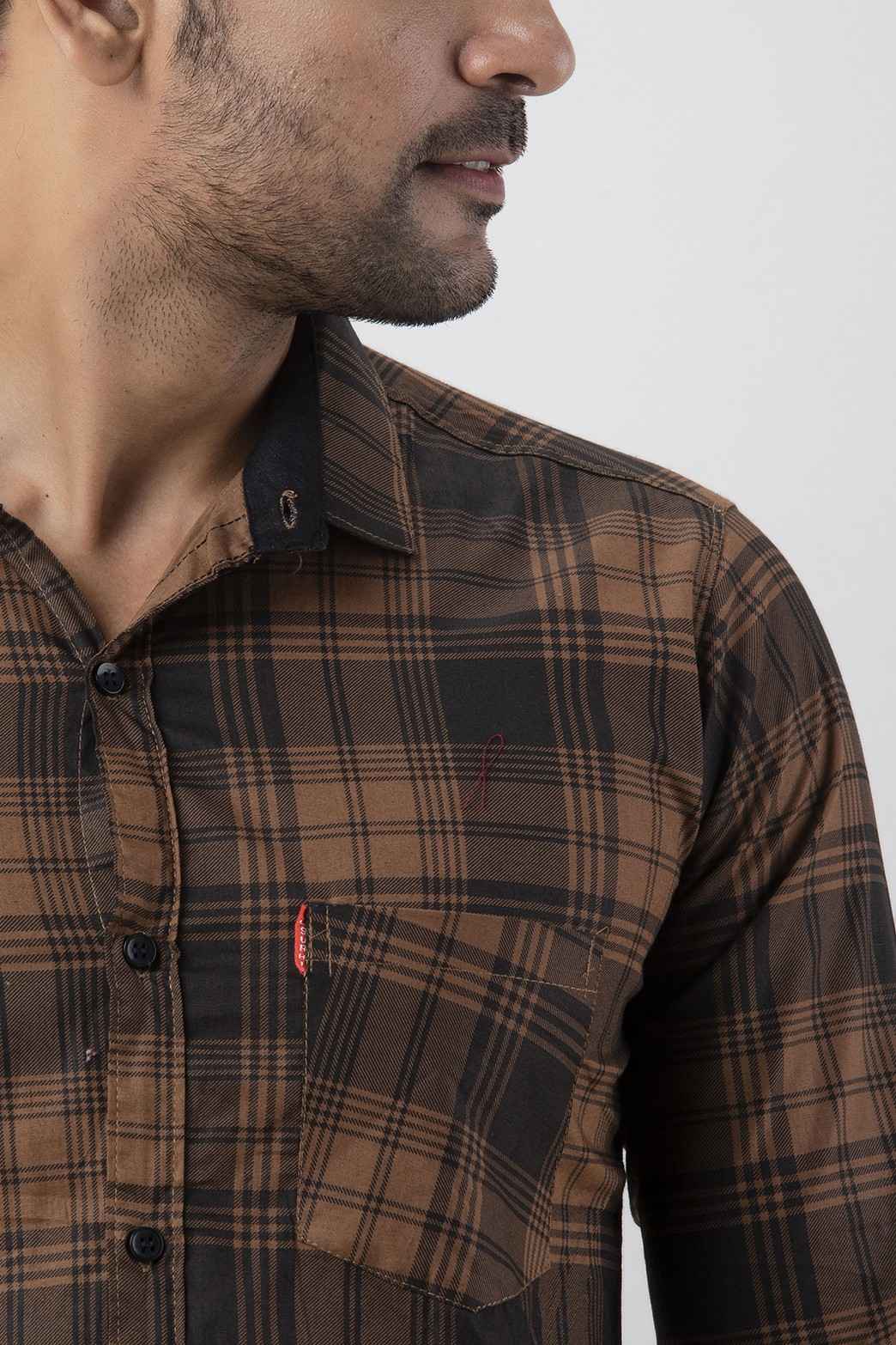 Men Slim Fit Checkered Spread Collar Casual Shirt - Adhi Shree Fashion