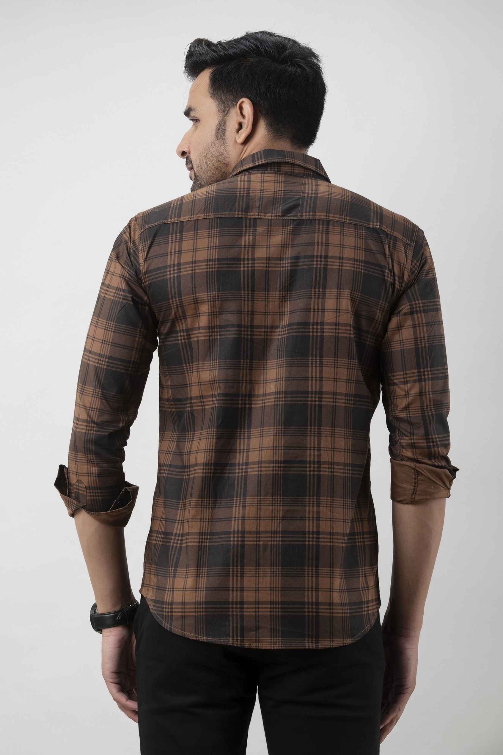 Men Slim Fit Checkered Spread Collar Casual Shirt - Adhi Shree Fashion