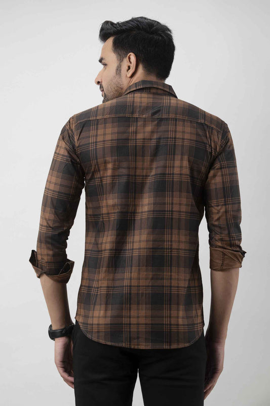 Men Slim Fit Checkered Spread Collar Casual Shirt - Adhi Shree Fashion