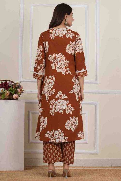 V Neck Printed Rayon Kurta with Palazzo Set