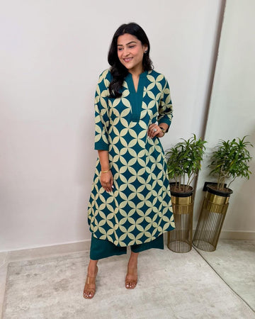 Women Rayon A Line Kurta and Palazzo Set