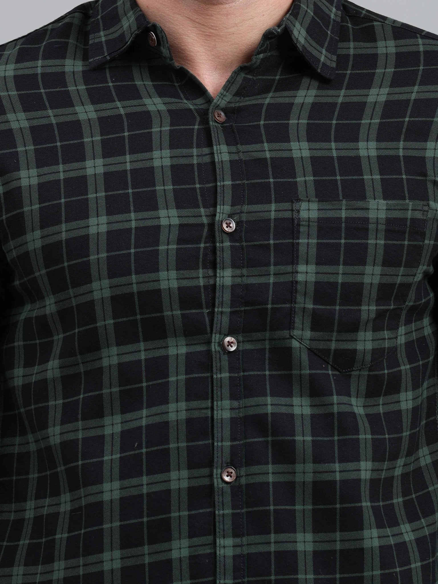 Men Regular Fit Checkered Cut Away Collar Casual Shirt - Adhi Shree Fashion