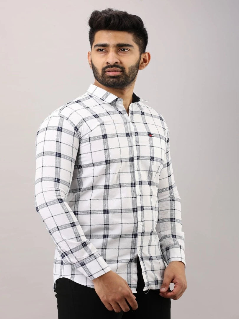 Men Slim Fit Checkered Casual Shirt - Adhi Shree Fashion