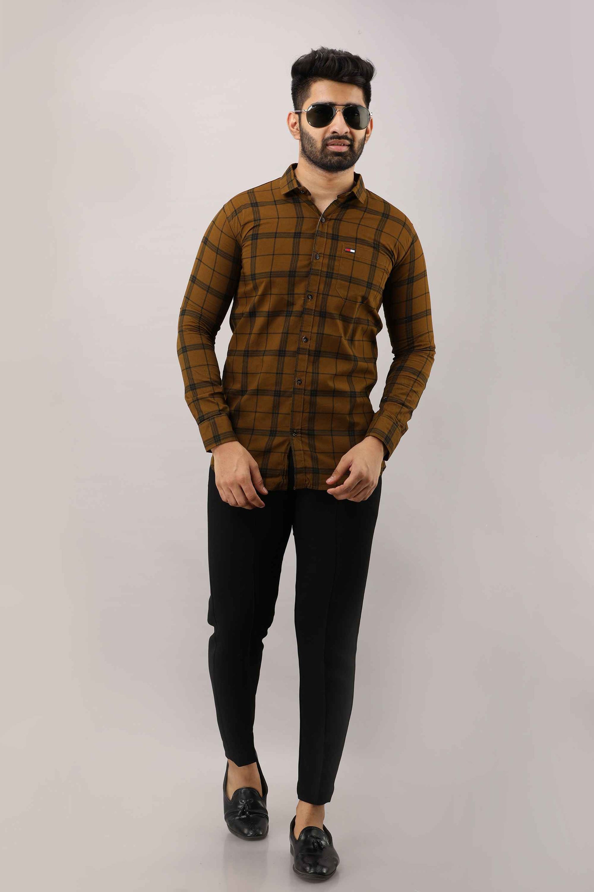 Men Slim Fit Checkered Casual Shirt - Adhi Shree Fashion