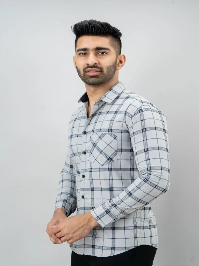 Men Slim Fit Checkered Casual Shirt - Adhi Shree Fashion