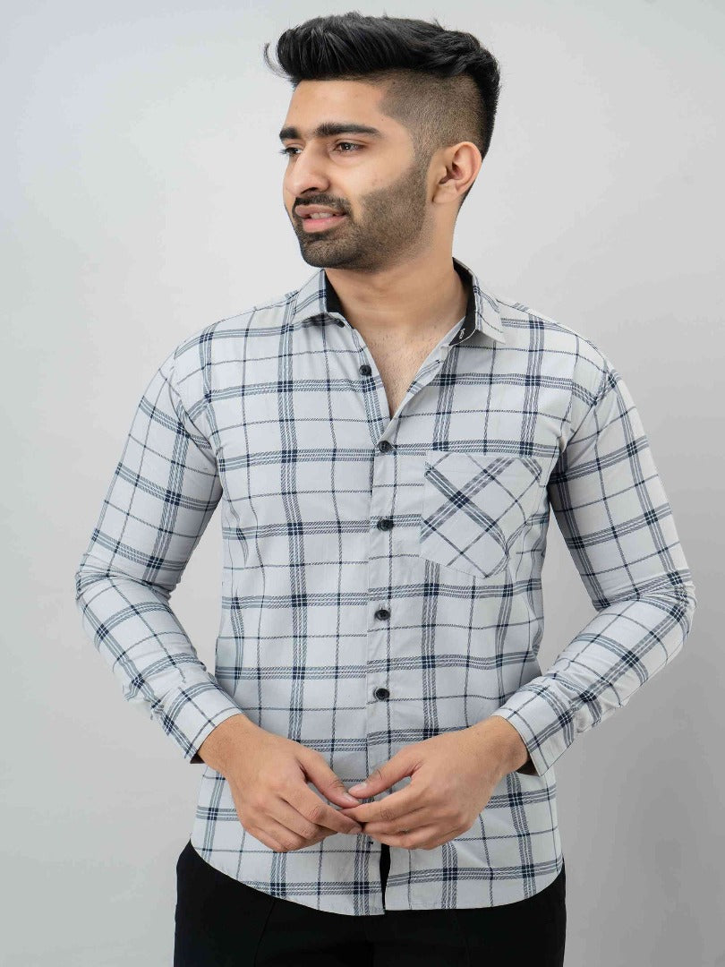 Men Slim Fit Checkered Casual Shirt - Adhi Shree Fashion