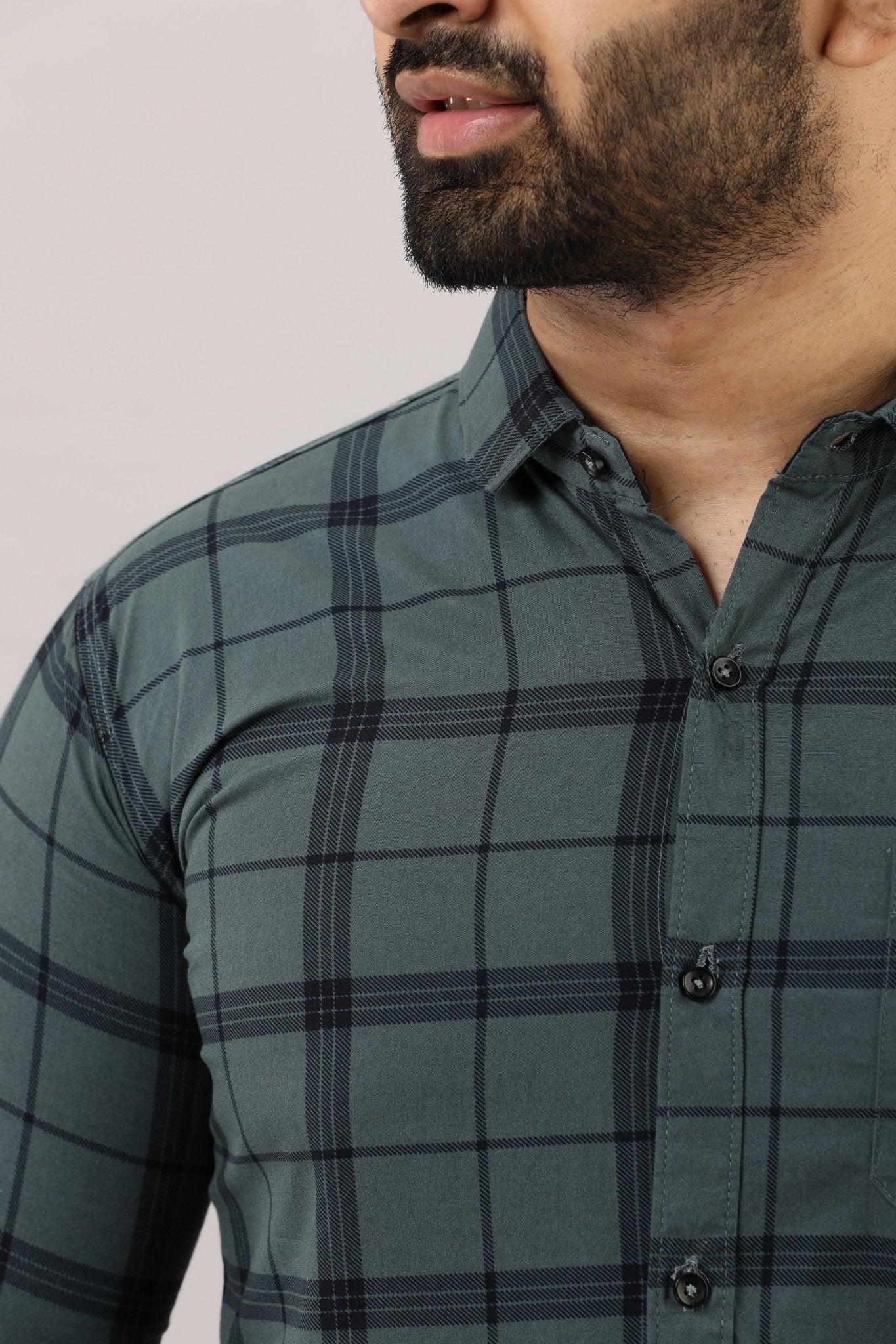 Men Slim Fit Checkered Spread Collar Casual Shirt - Adhi Shree Fashion