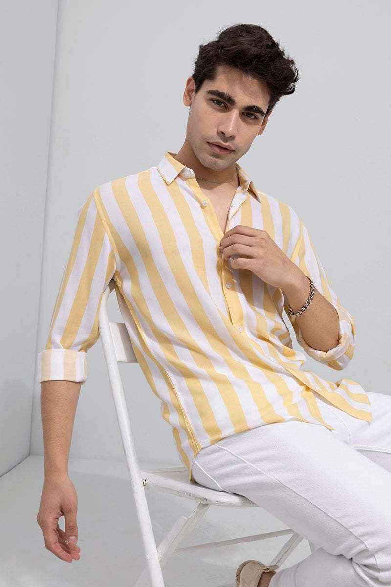Men Slim Fit Striped Spread Collar Casual Shirt - Adhi Shree Fashion