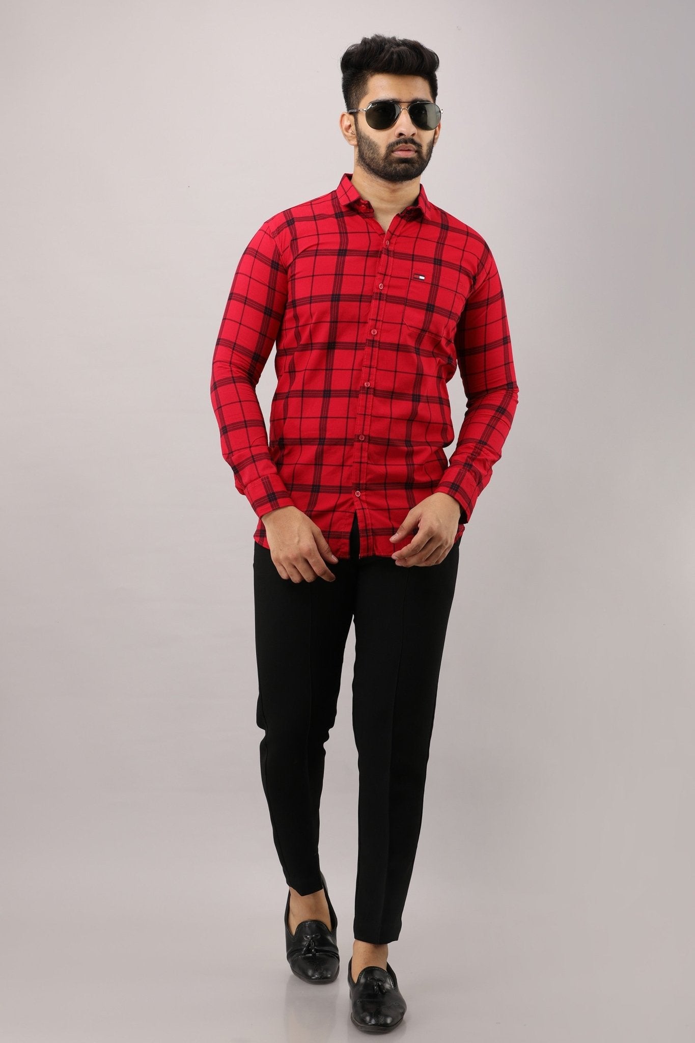 Men Slim Fit Checkered Casual Shirt - Adhi Shree Fashion